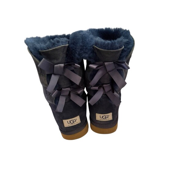 UGG Bailey Bow II shearling suede winter Navy Mouton Women's Boots y2k sz 9 - Picture 6 of 9
